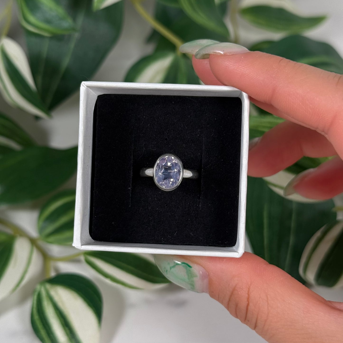 Size 6 lavender moon quartz ring A