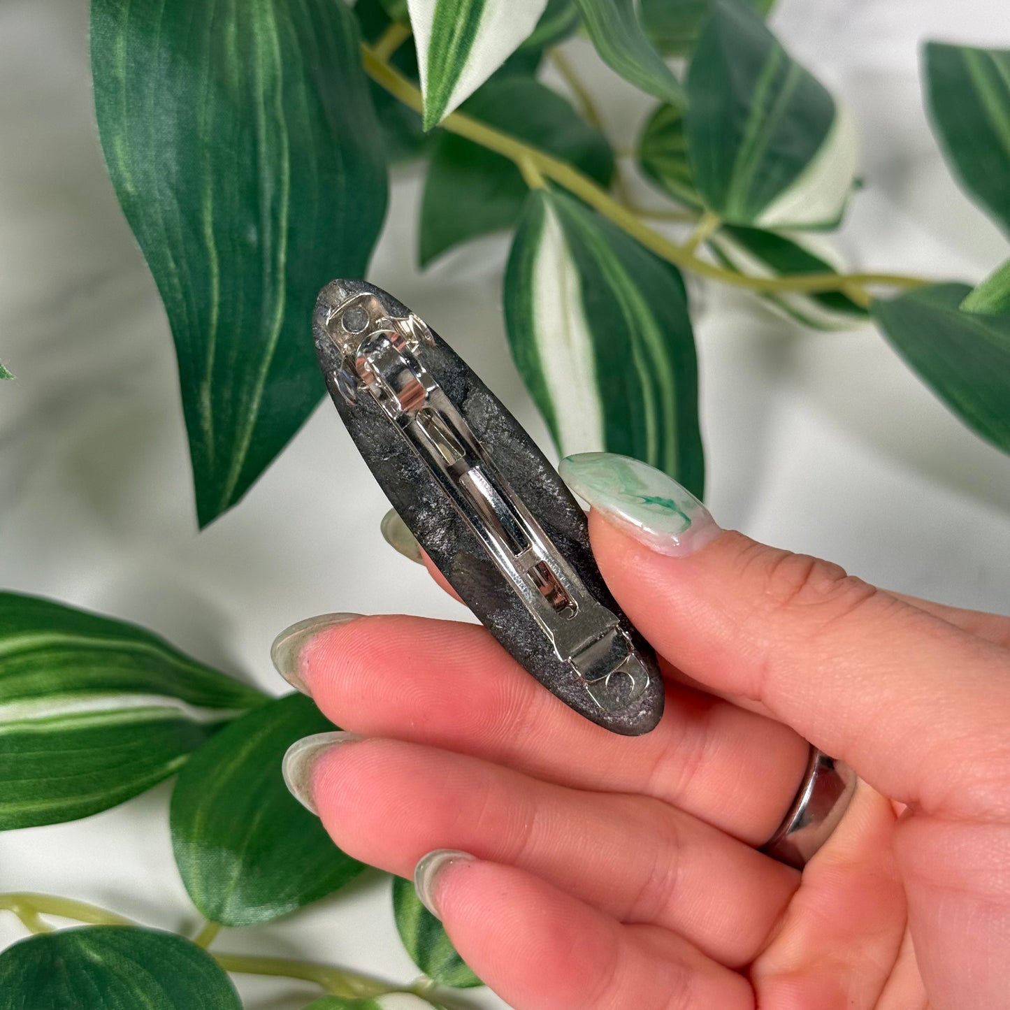 Dark pink labradorite hair clip
