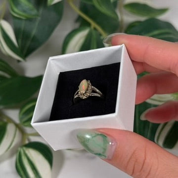 Size 6 marquise Ethiopian opal ring