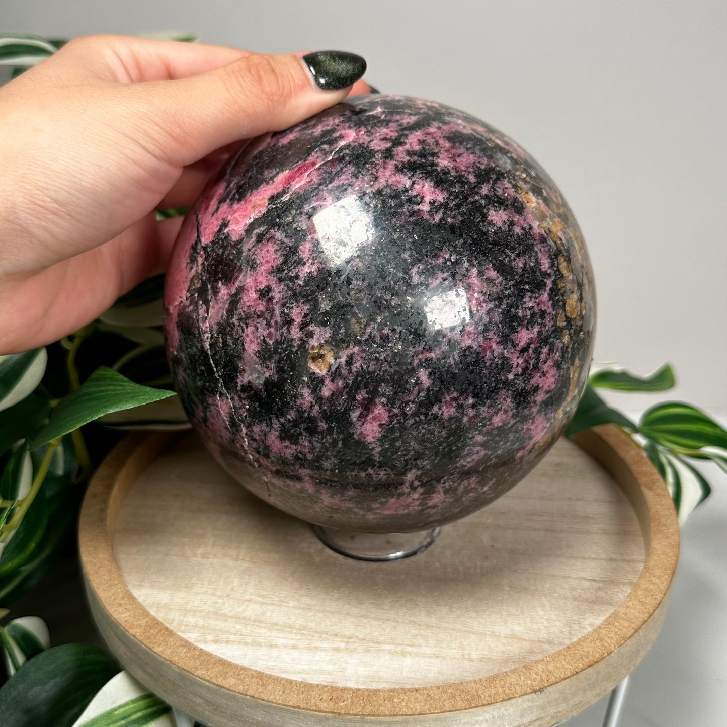 Large rhodonite sphere