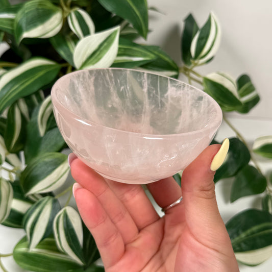 Rose quartz bowl
