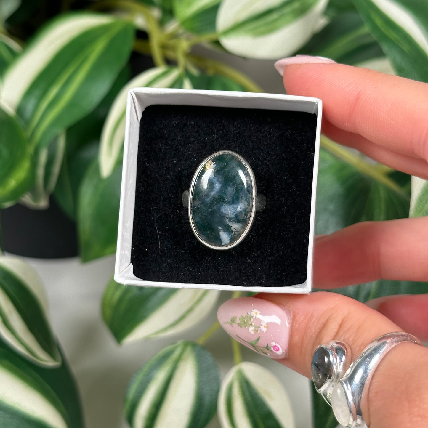 Size 7 moss agate ring