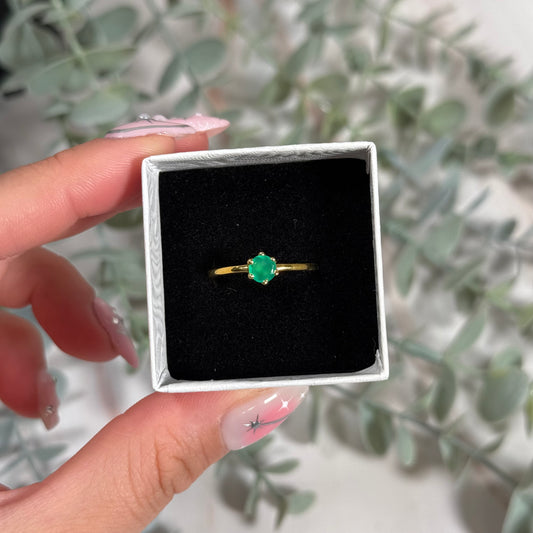 Gold plated size 10 green onyx ring