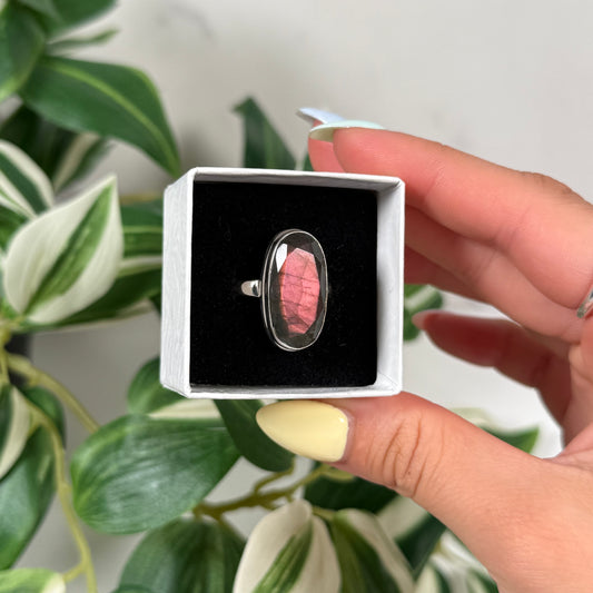 Size 10 pink/orange labradorite ring