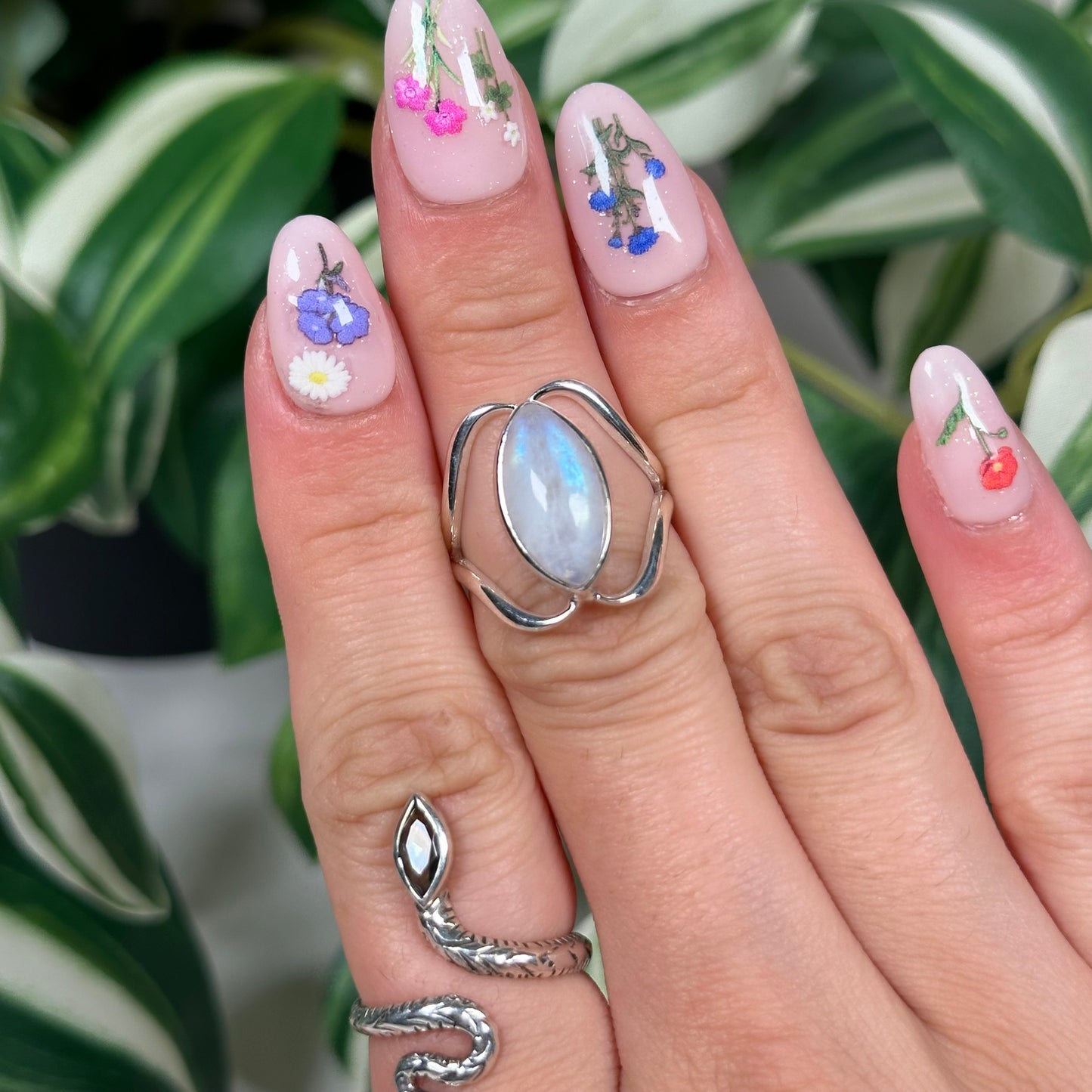 Moonstone cage ring (size 6, 7, 9)