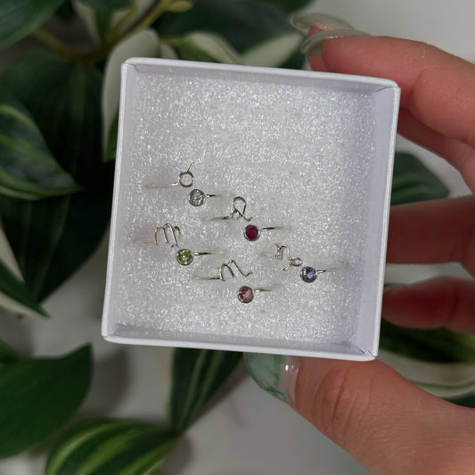 Silver zodiac ring - Adjustable
