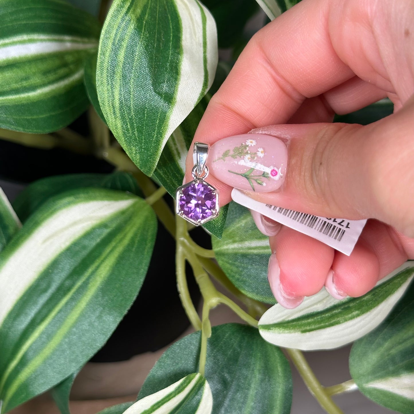 Amethyst hexagon pendant