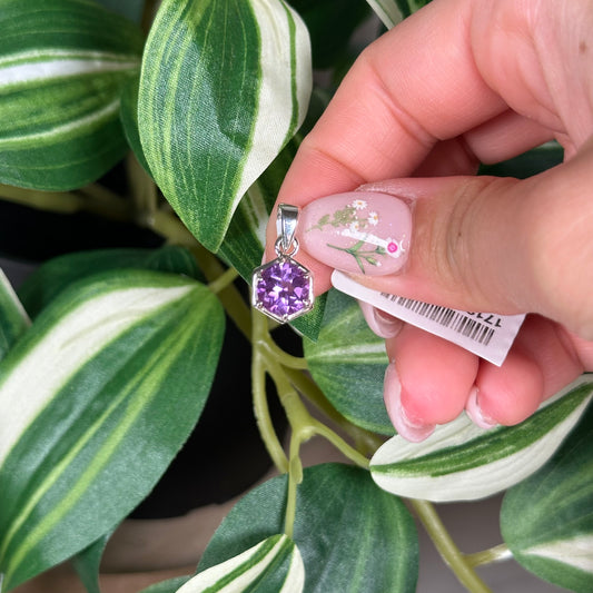 Amethyst hexagon pendant