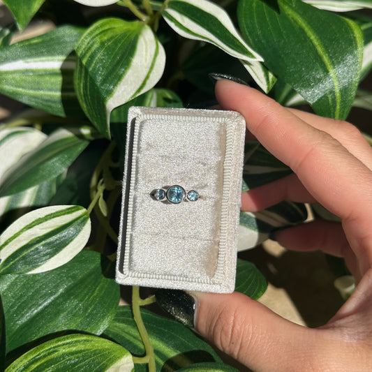 Size 4 triple blue topaz ring