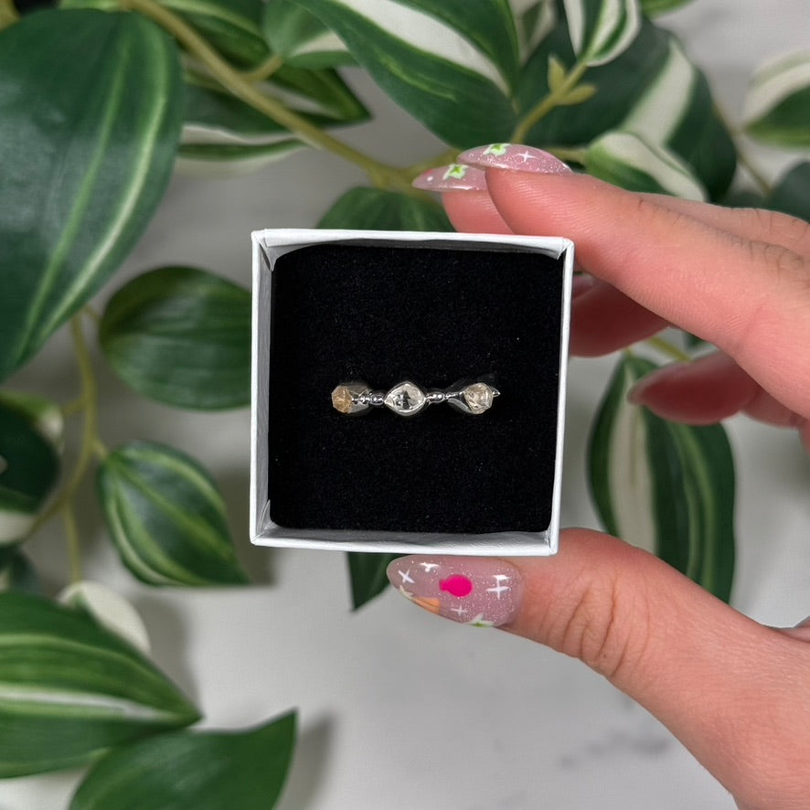 Size 8 Herkimer diamond band ring
