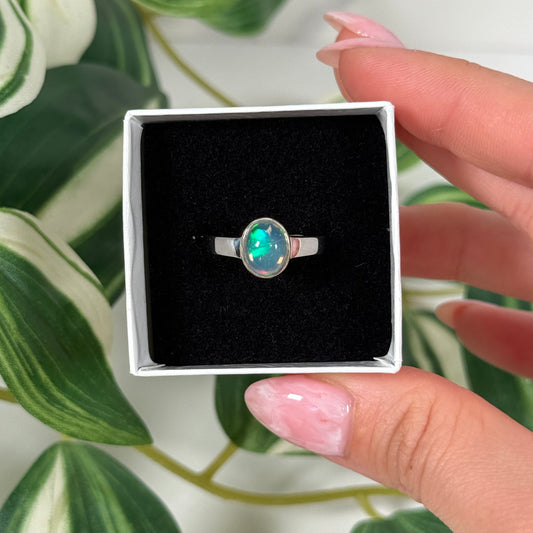 Ethiopian opal oval ring (Sizes 5, 7)