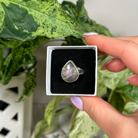 Size 6 pink labradorite ring