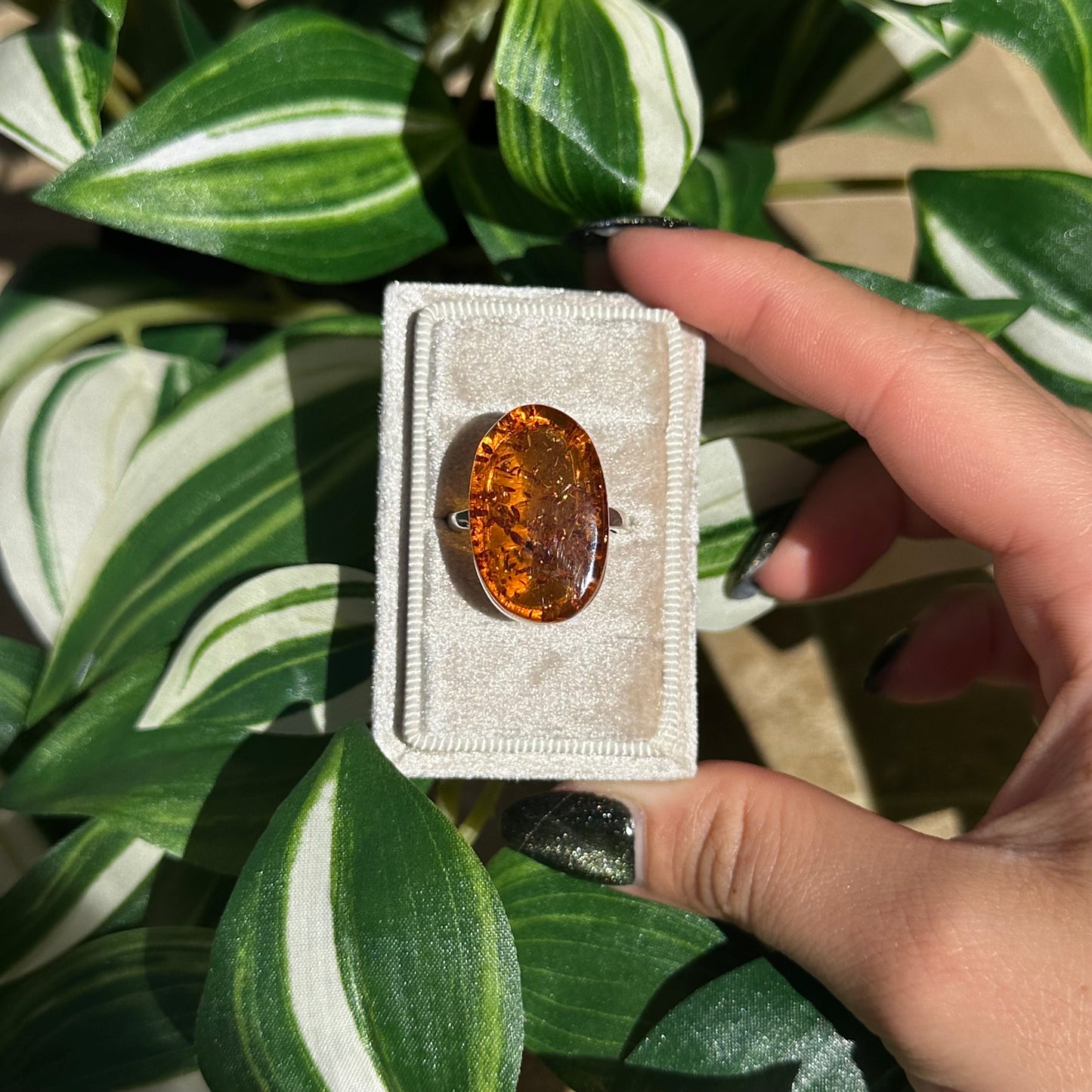 Adjustable amber ring