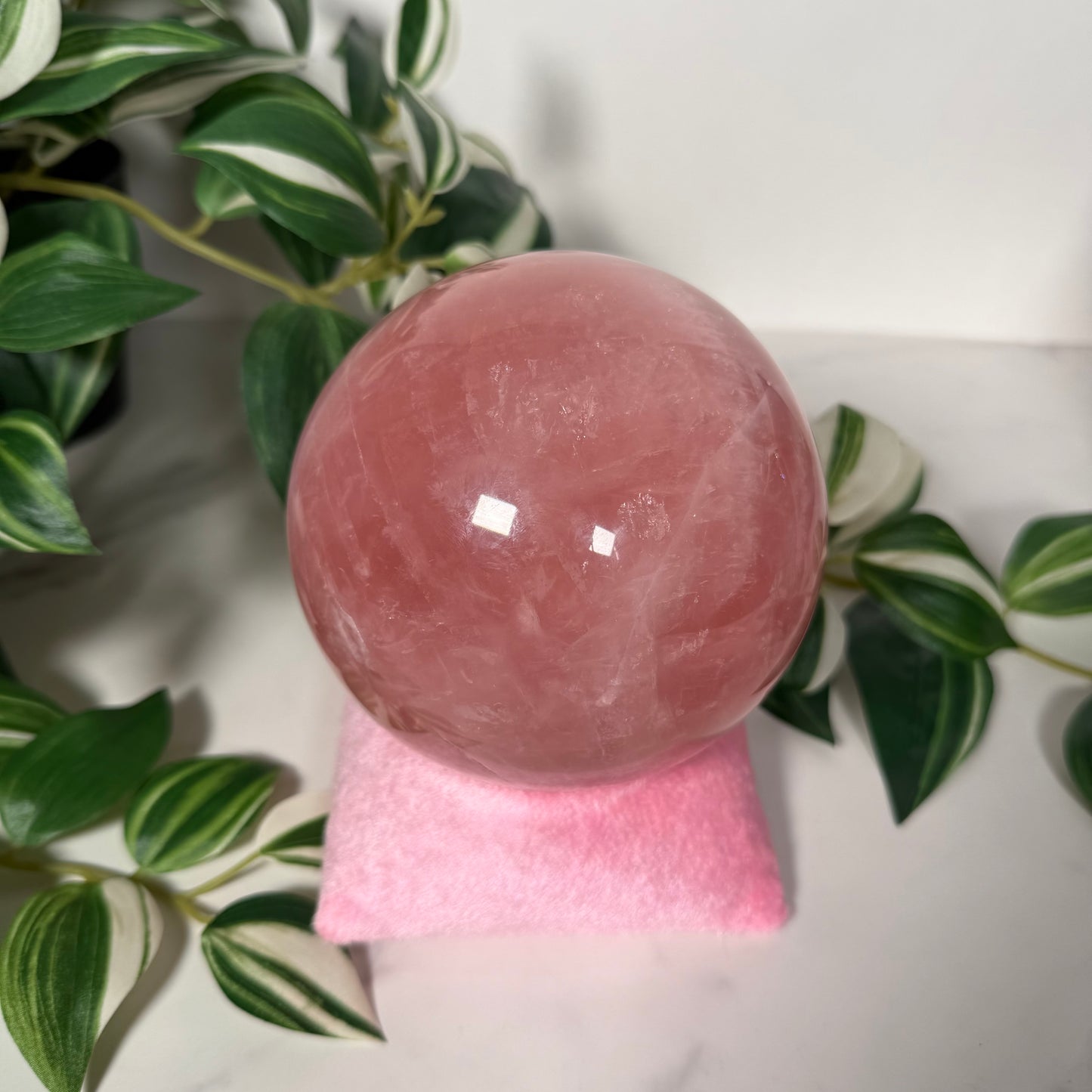 Rose quartz statement sphere