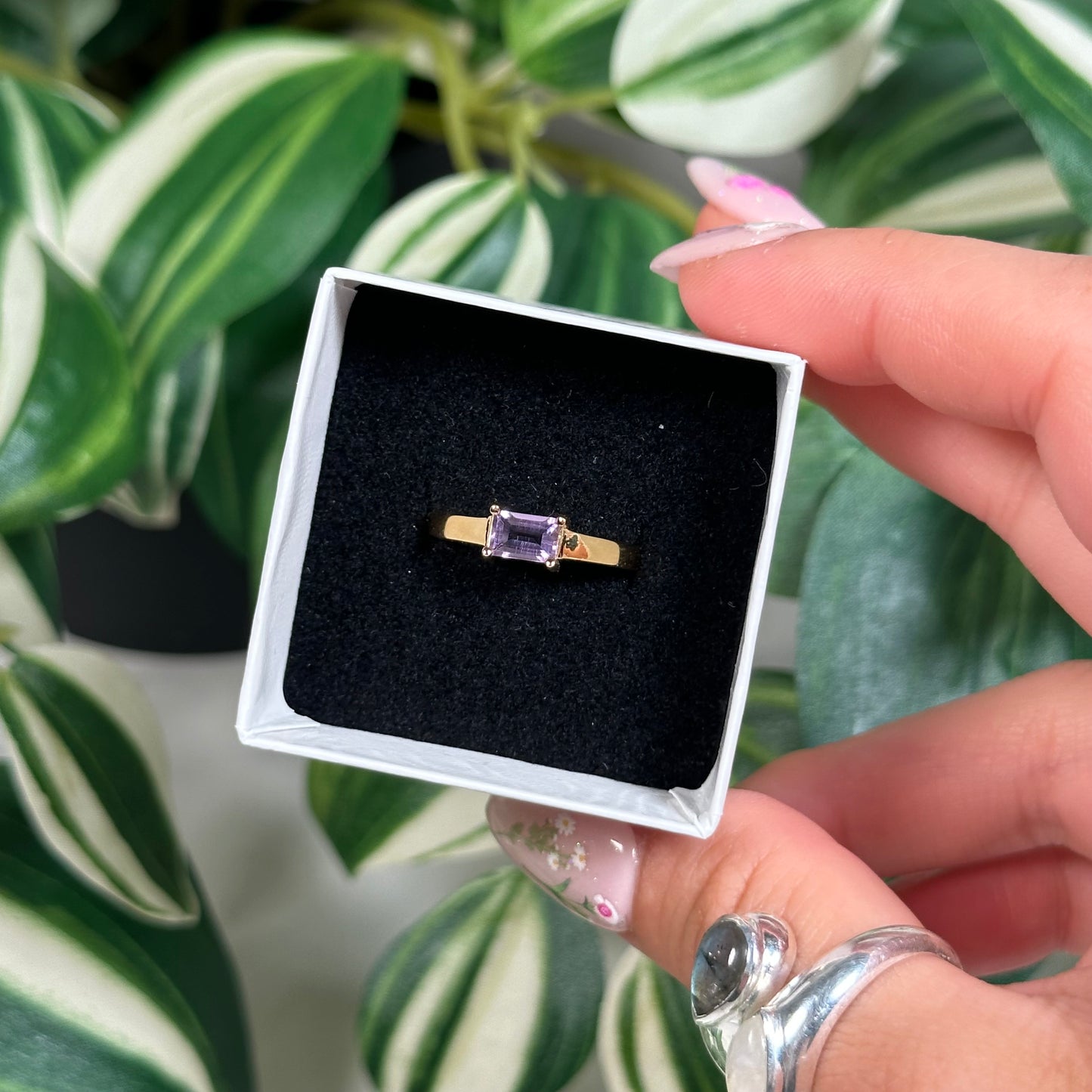 Gold plated amethyst ring (sizes 5, 6, 7, 8, 9, 10)