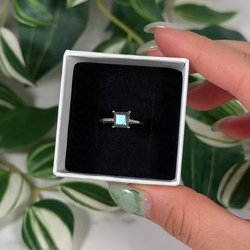 Size 6 square labradorite ring
