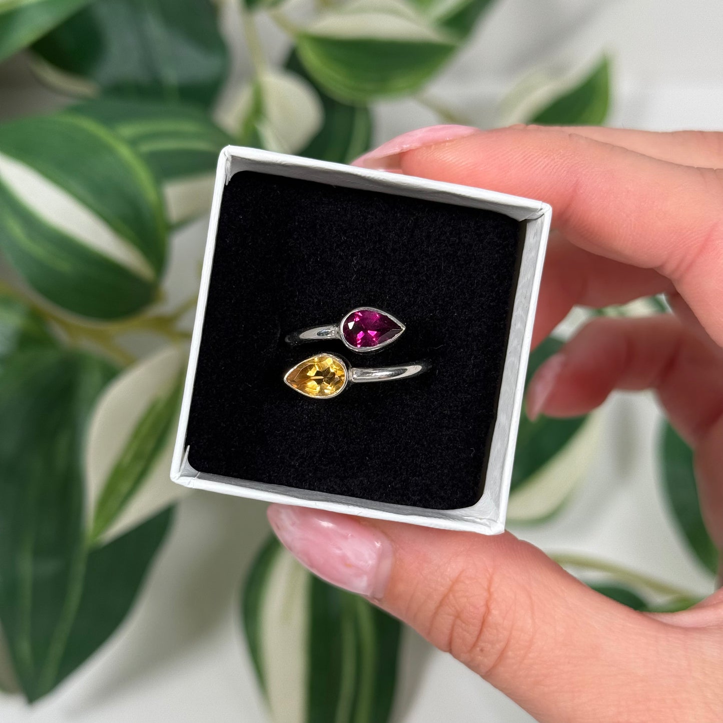 Citrine/rhodolite garnet ring (size 6, 8)