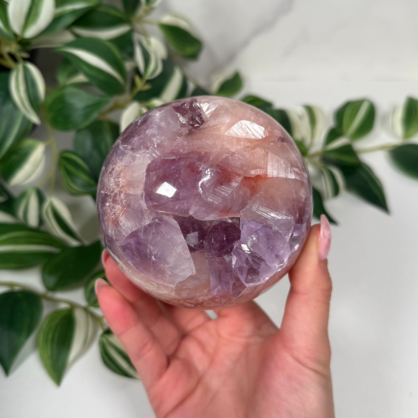 Pink amethyst x amethyst sphere 322