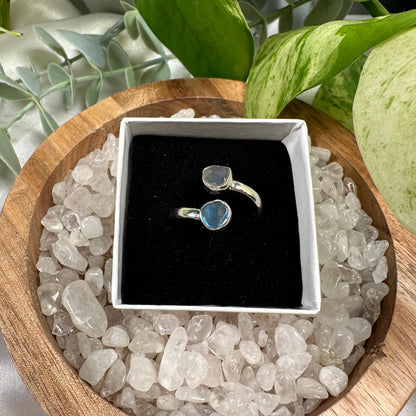 Labradorite semi adjustable ring