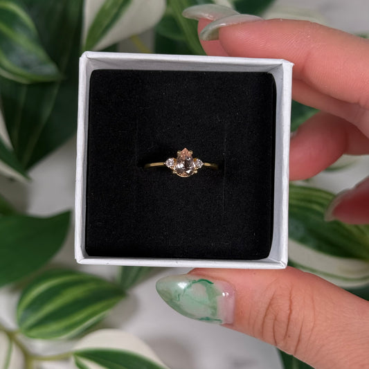Size 5 gold plated morganite with natural diamond ring