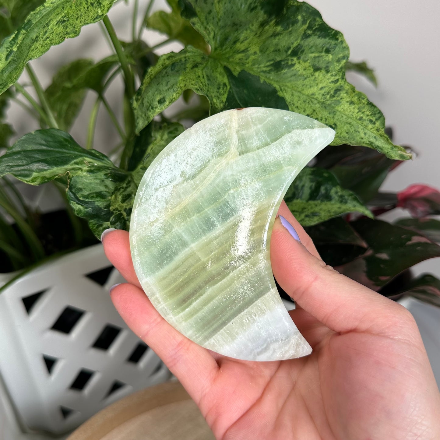 Pistachio calcite moon bowl