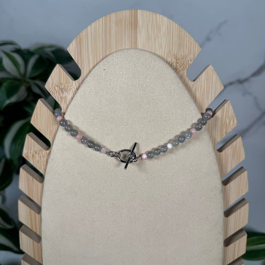 Labradorite x pink mother of pearl necklace