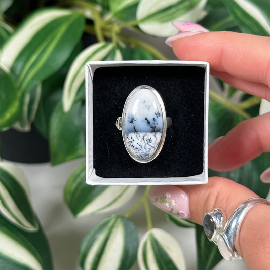 Size 7 dendritic opal ring