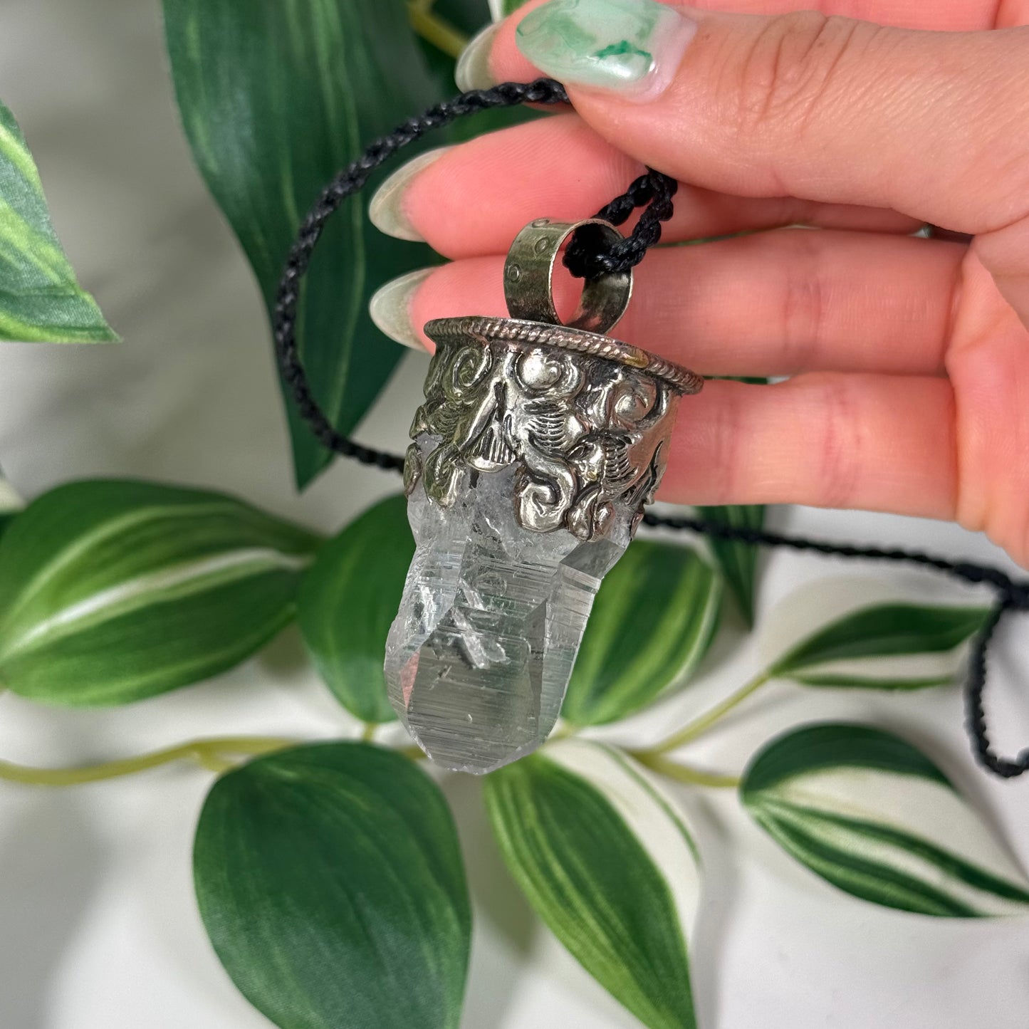 Lemurian quartz pendant A