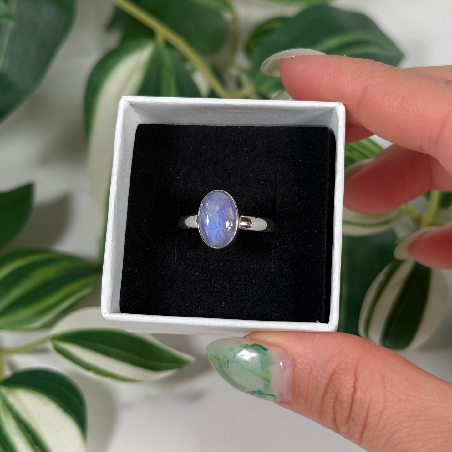 Size 10 purple dyed moonstone ring