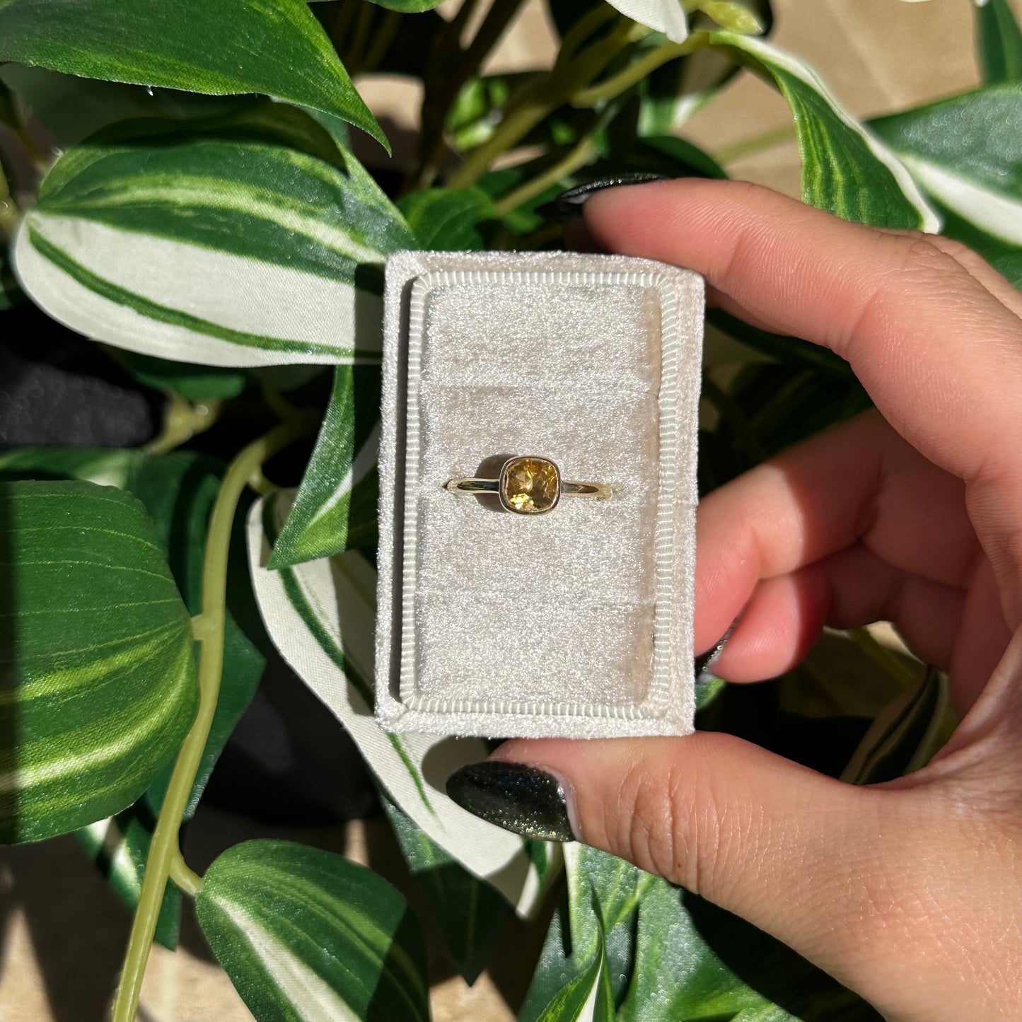 Gold plated size 7 citrine ring