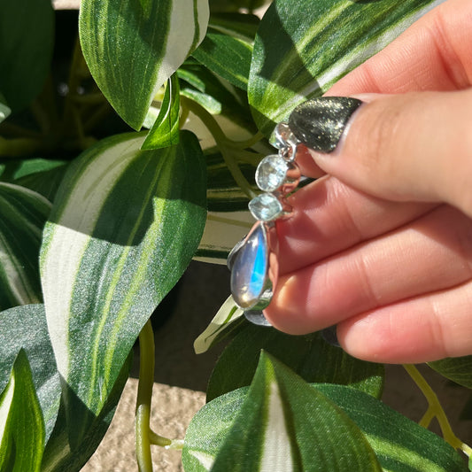 Blue topaz and labradorite pendant