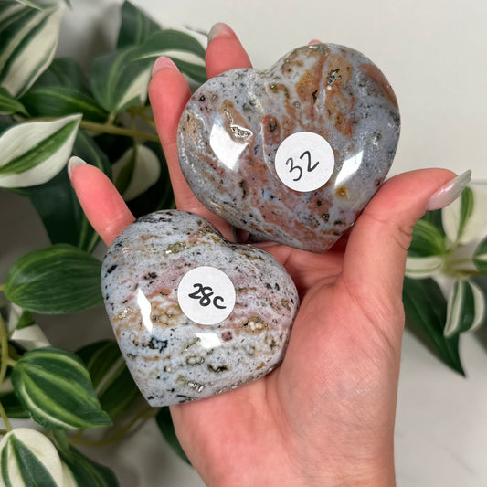 Veinless ocean jasper hearts