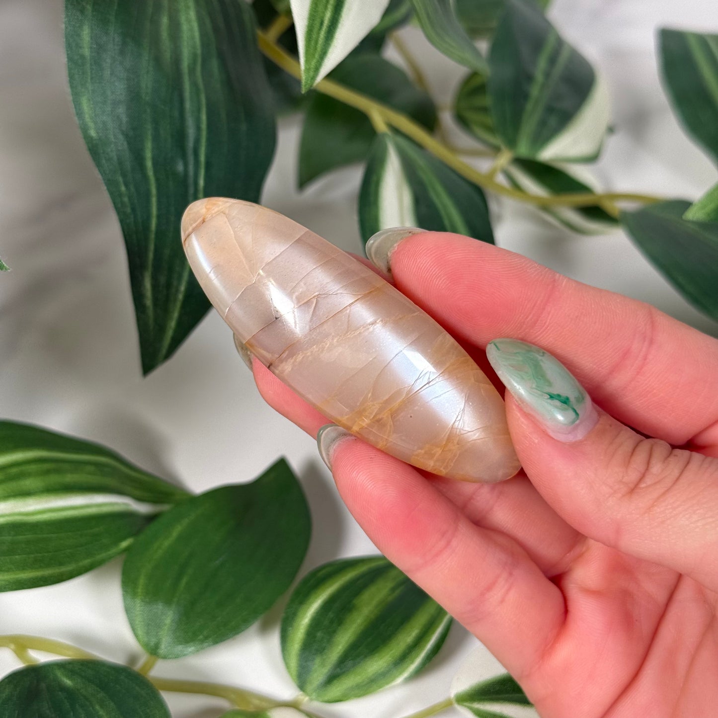 Peach moonstone hair clip N
