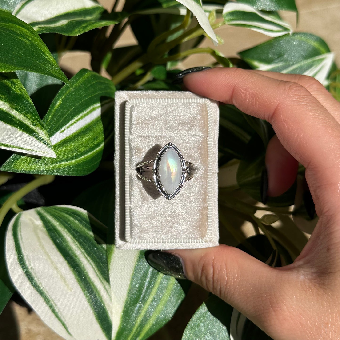 Size 7 moonstone marquis ring