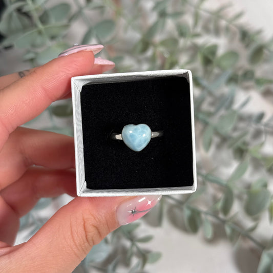 Size 7.5 larimar heart ring