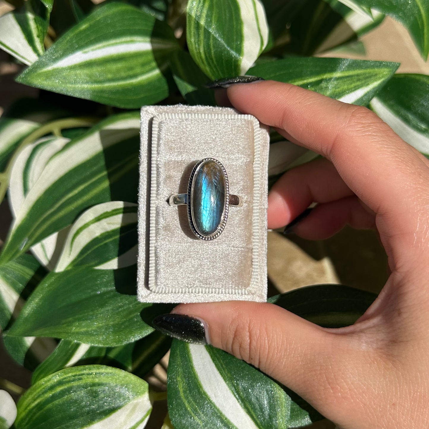 Size 10 labradorite ring