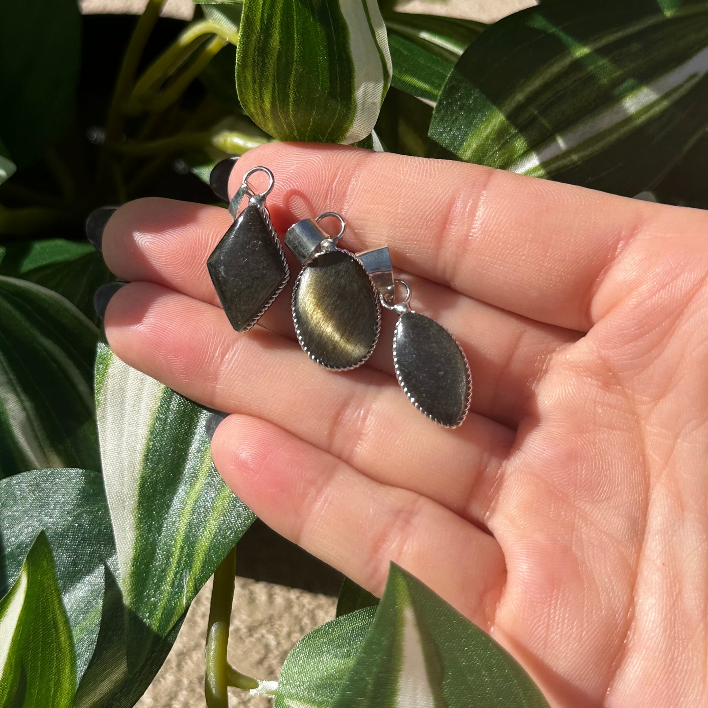 Gold sheen obsidian pendant - choose your shape