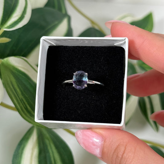 Size 9 rainbow fluorite ring