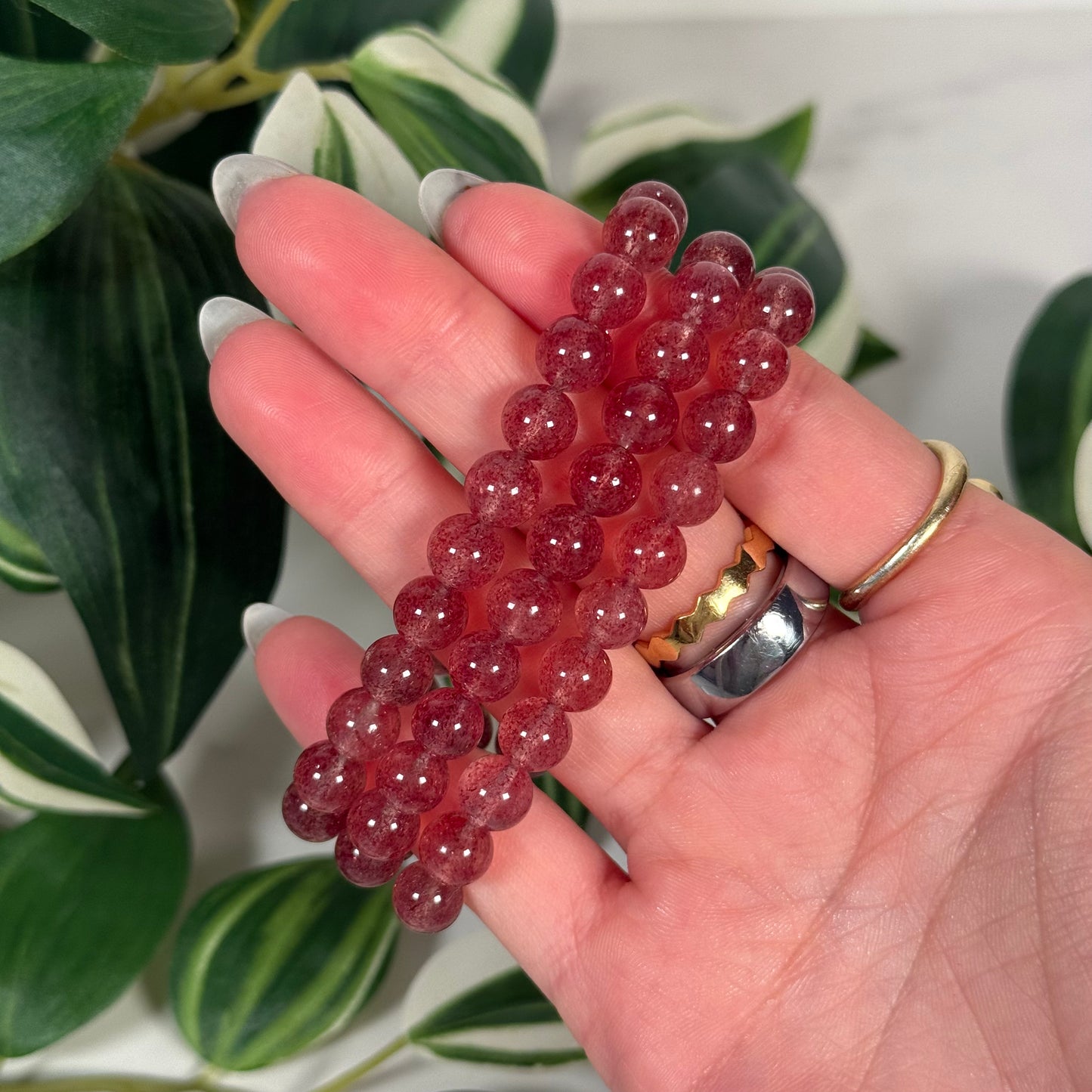 Strawberry quartz bracelet 8mm
