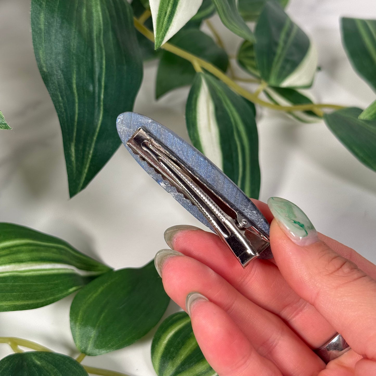 Blue labradorite hair clip A (clamp style)