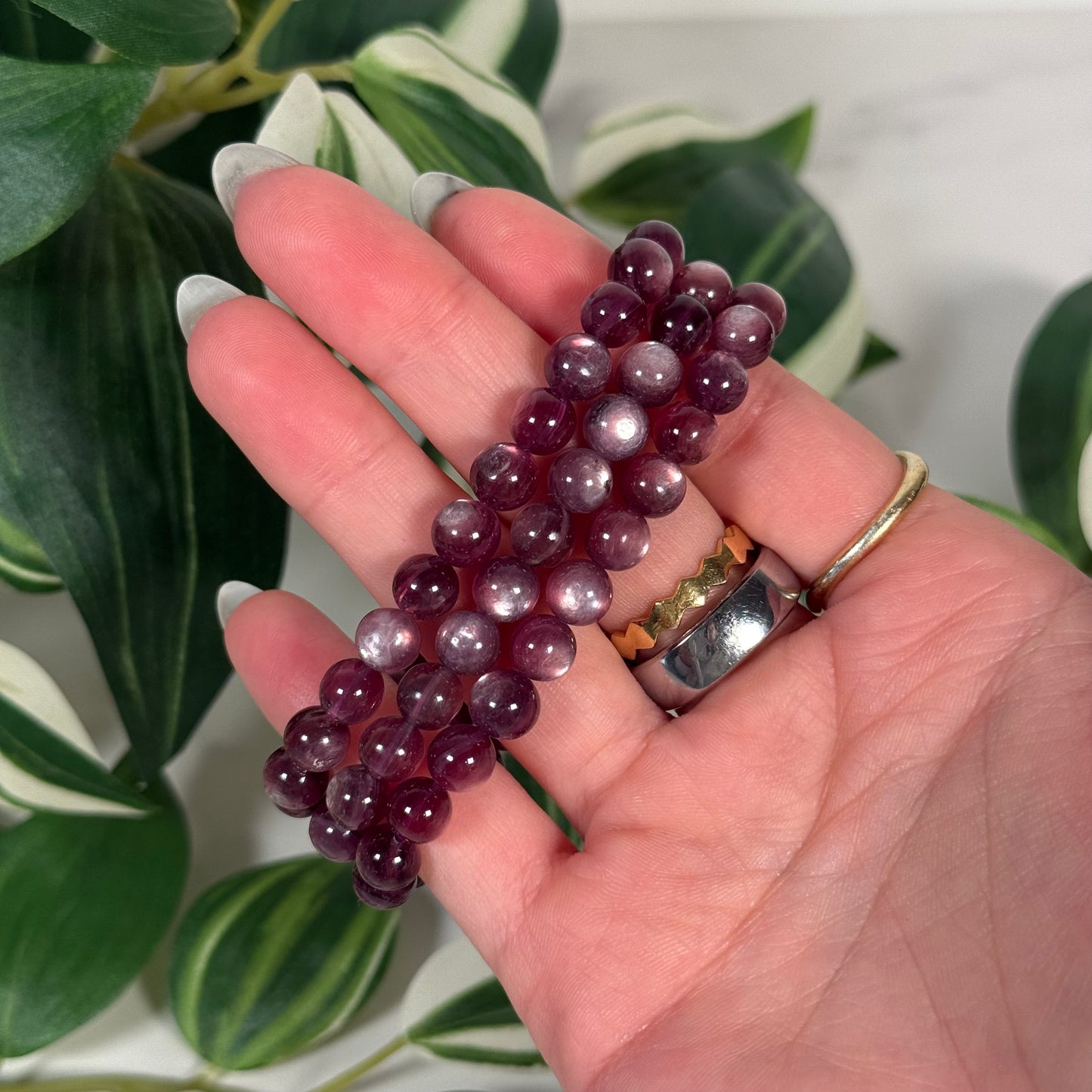 Lepidolite mica bracelet 7mm