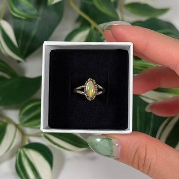 Size 6 marquise Ethiopian opal ring