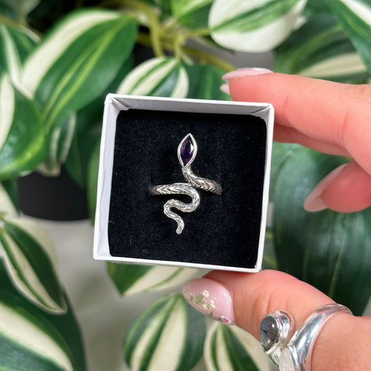 Amethyst snake ring (sizes 8, 9)