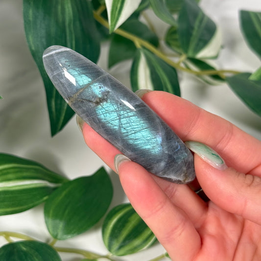 Green/blue labradorite hair clip A