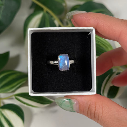 Size 11 purple dyed moonstone ring