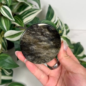 Gold sheen obsidian mirror