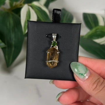 Moldavite x citrine pendant