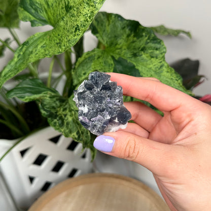 Octahedral fluorite on candle quartz