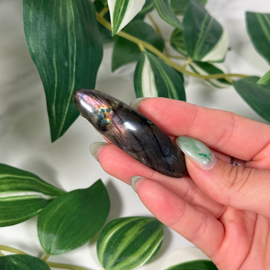 Dark pink labradorite hair clip