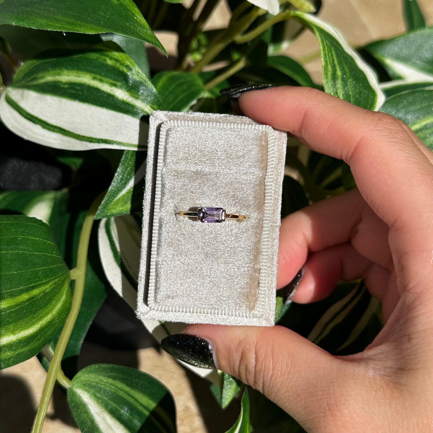 Gold plated amethyst ring B (size 6 & 8)